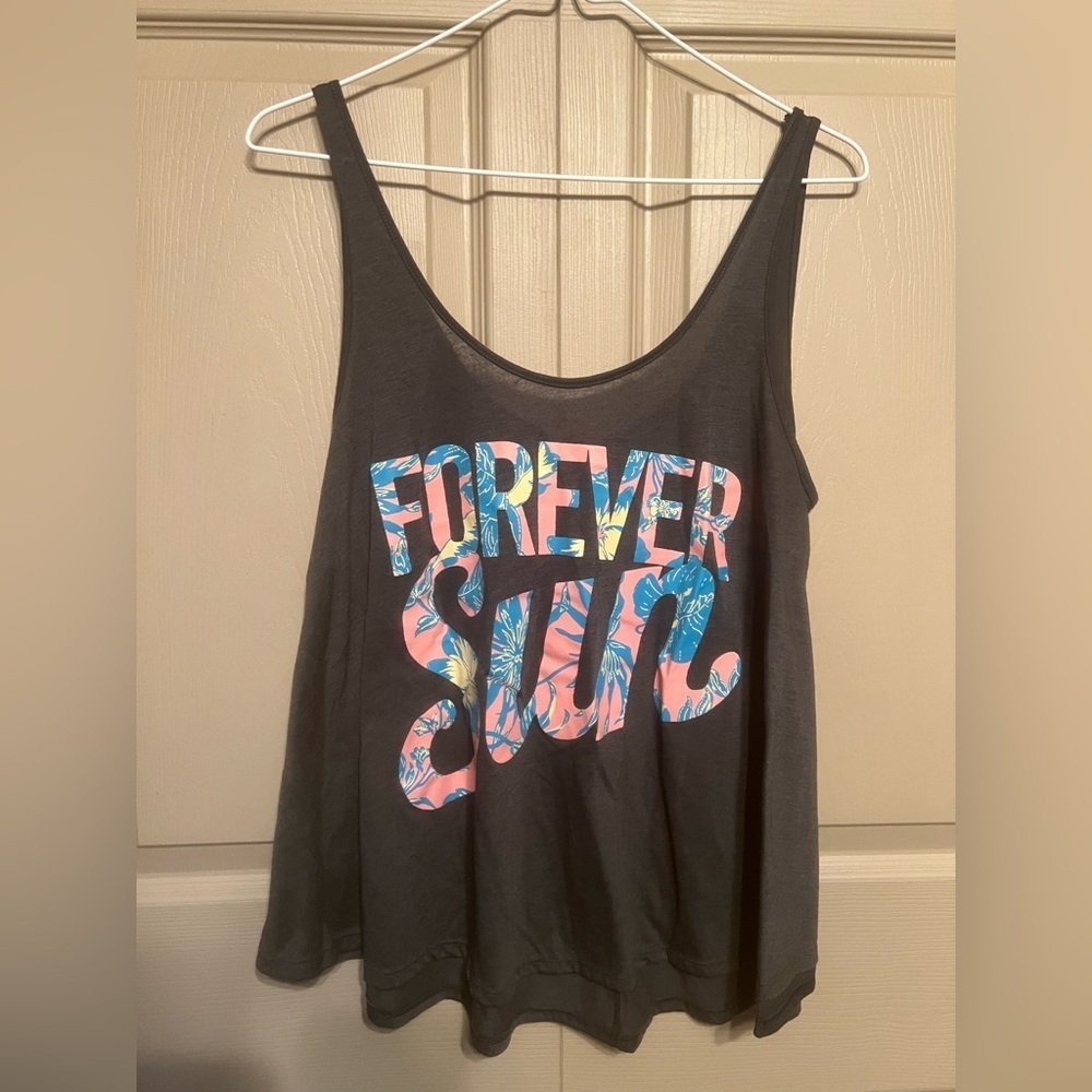 ALOHA Collection Black Pink Graphic Tank Top